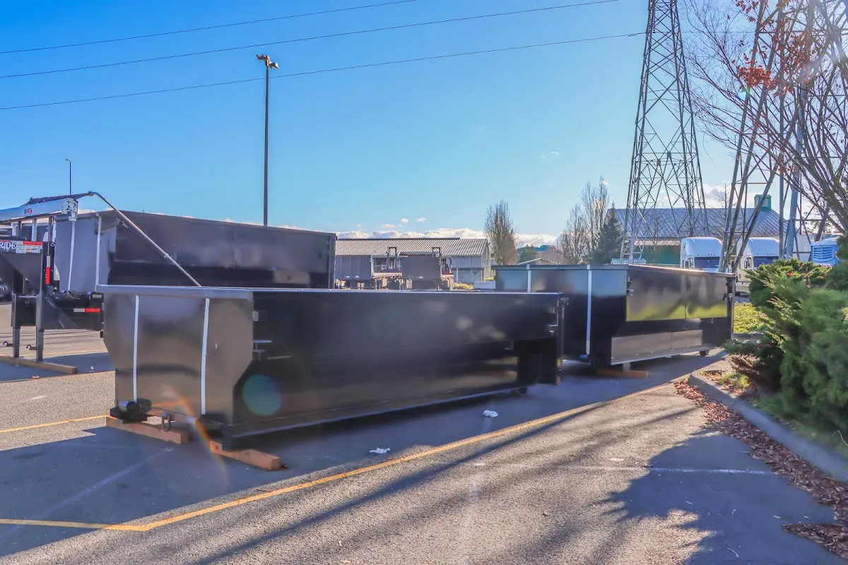 Roll-off dumpster ready for waste disposal at job site for 3 Yard Dumpster Rental in Allegan